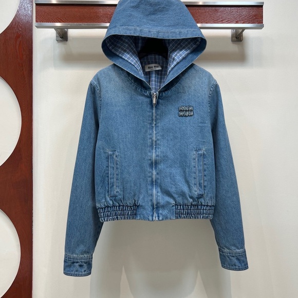Miu Miu Denim Jacket with Hood - Picture 1 of 8